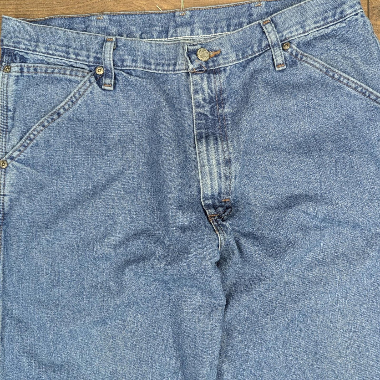 Blue Vintage Wrangler Carpenter Jeans Baggy Hip-Hop Skater Straight Leg W34 L32