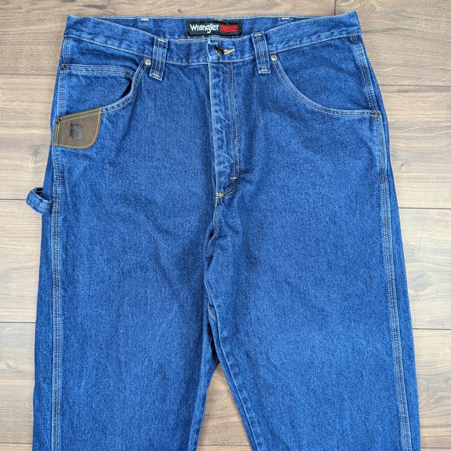 Vintage Blue Wrangler Riggs Workwear Carpenter Jeans Straight Leg W36 L34