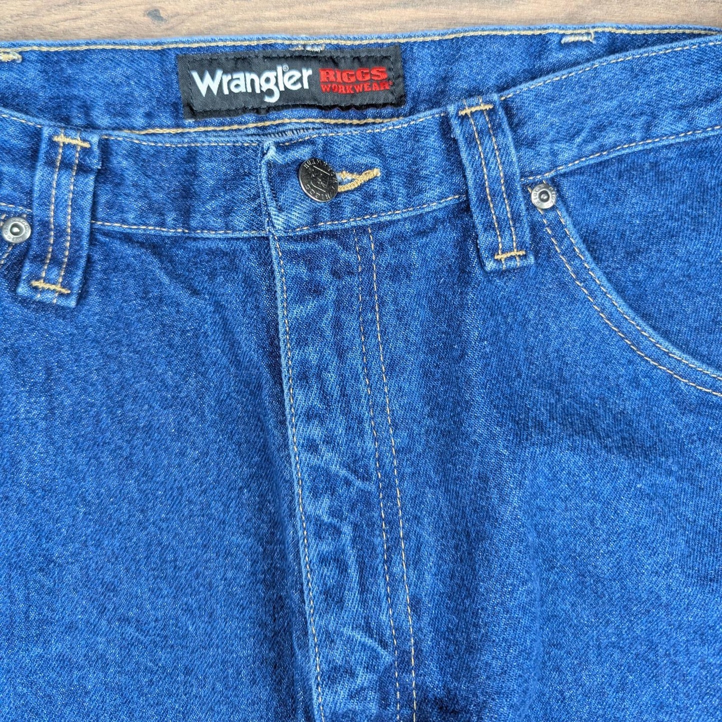 Vintage Blue Wrangler Riggs Workwear Carpenter Jeans Straight Leg W36 L34