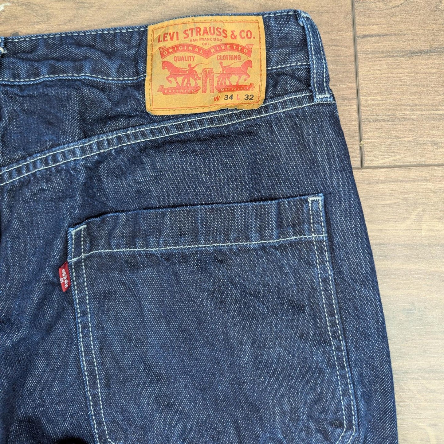 Blue Levi's Carpenter Jeans Dark Wash Baggy Loose Hip-Hop Skater Fit W34 L32