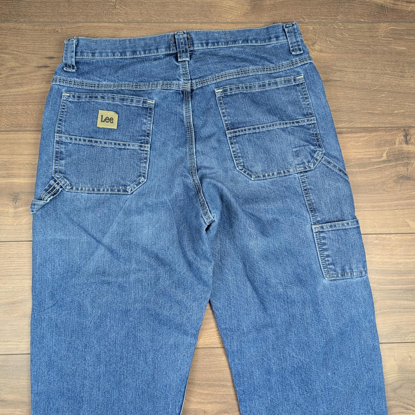 Blue Vintage Lee Loose Fit Jeans Carpenter Hip-Hop Skater Straight Leg W33 L34