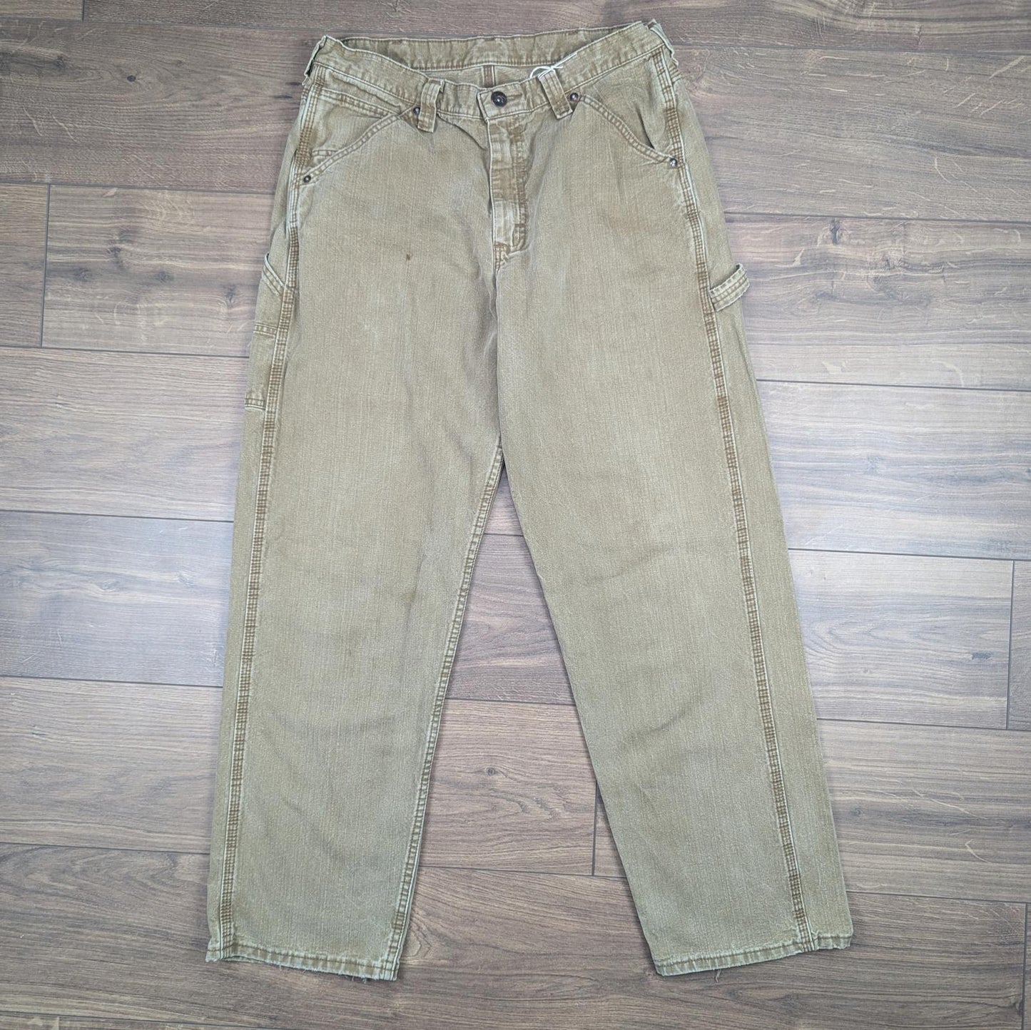 Tan 90's Vintage Lee Dungarees Carpenter Jeans Cargo Straight Leg W34 L31