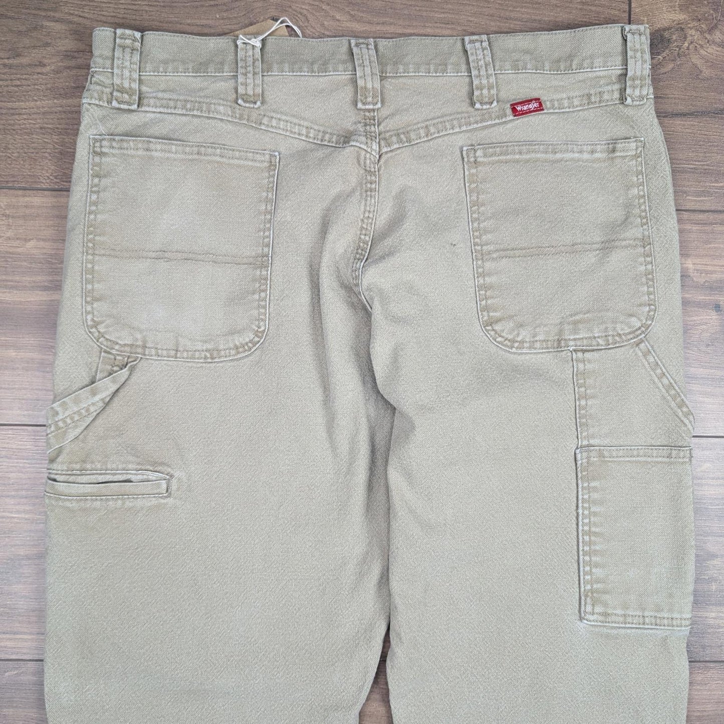 Tan Vintage Wrangler Carpenter Cargo Pants Jeans Baggy Straight Leg W36 L30