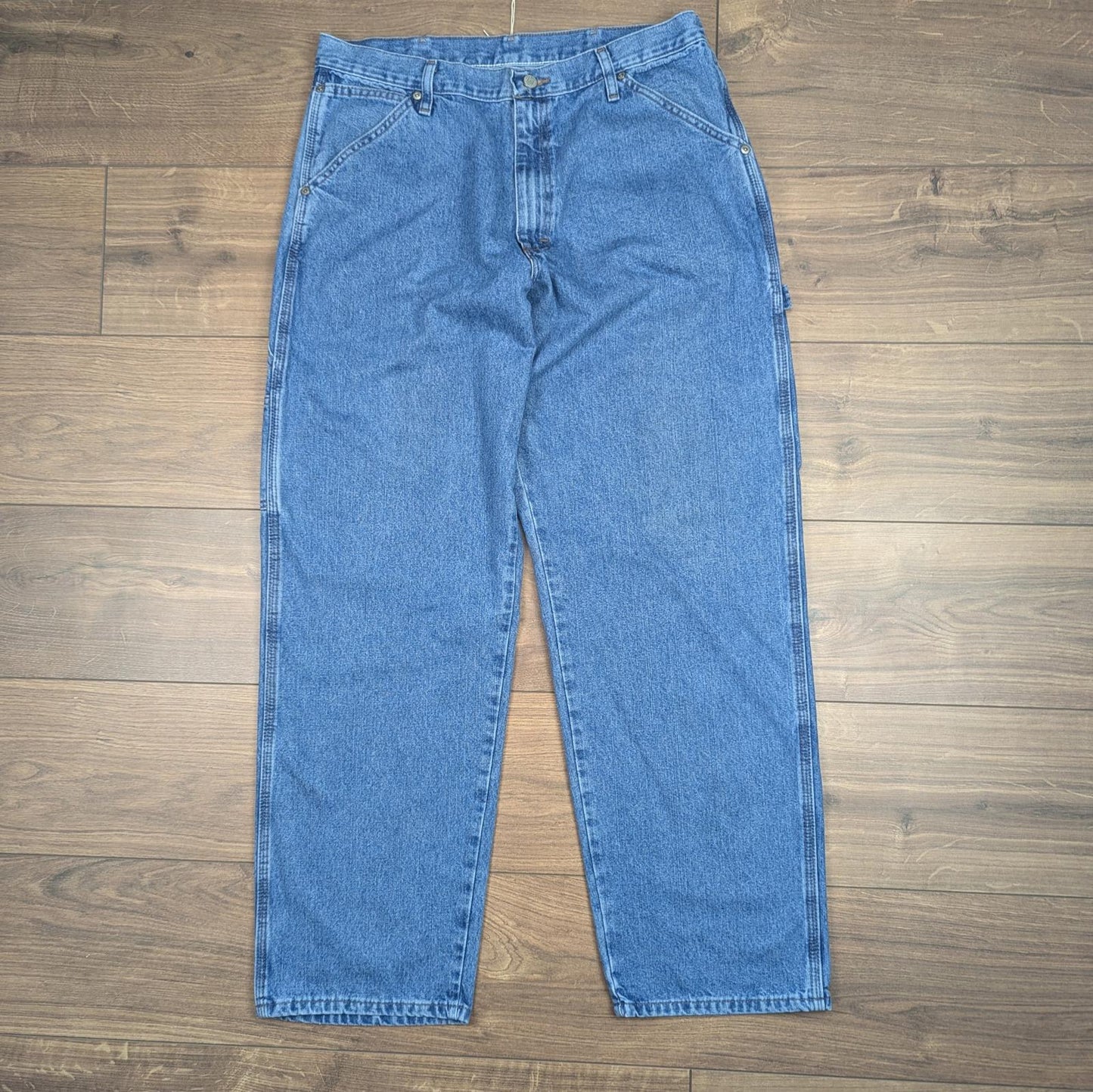 Blue Vintage Wrangler Carpenter Jeans Baggy Hip-Hop Skater Straight Leg W34 L32
