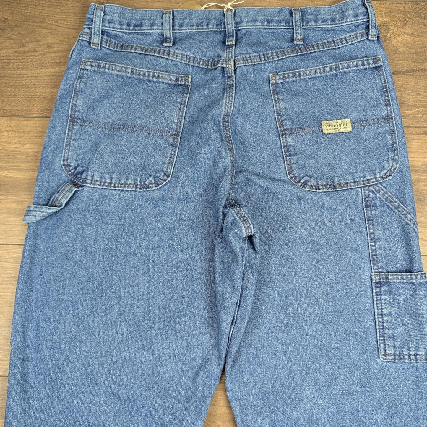 Blue Vintage Wrangler Carpenter Jeans Baggy Hip-Hop Skater Straight Leg W34 L32