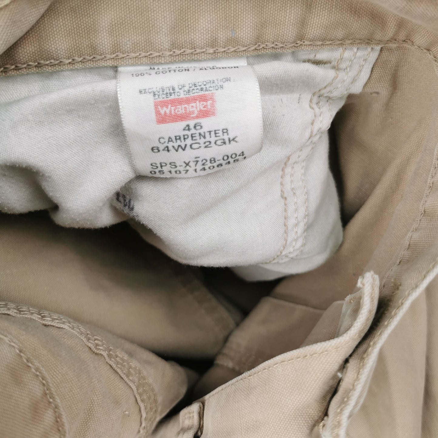 Beige Tan Vintage Wrangler Carpenter Cargo Utility Shorts Jorts W46