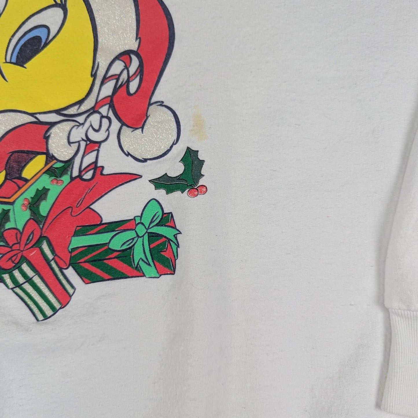 Vintage 00's White Tweety Bird Looney Tunes Christmas Jumper Sweatshirt Size XL