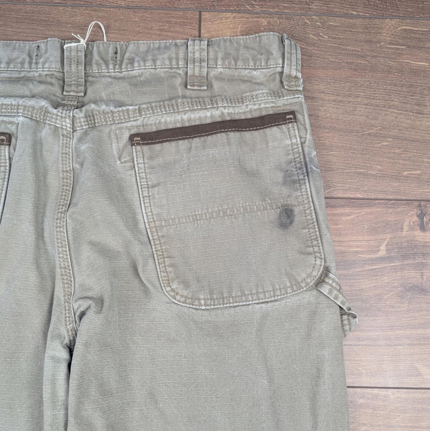 Khaki Vintage Wrangler Riggs Workwear Carpenter Pants Baggy Cargo W35 L30