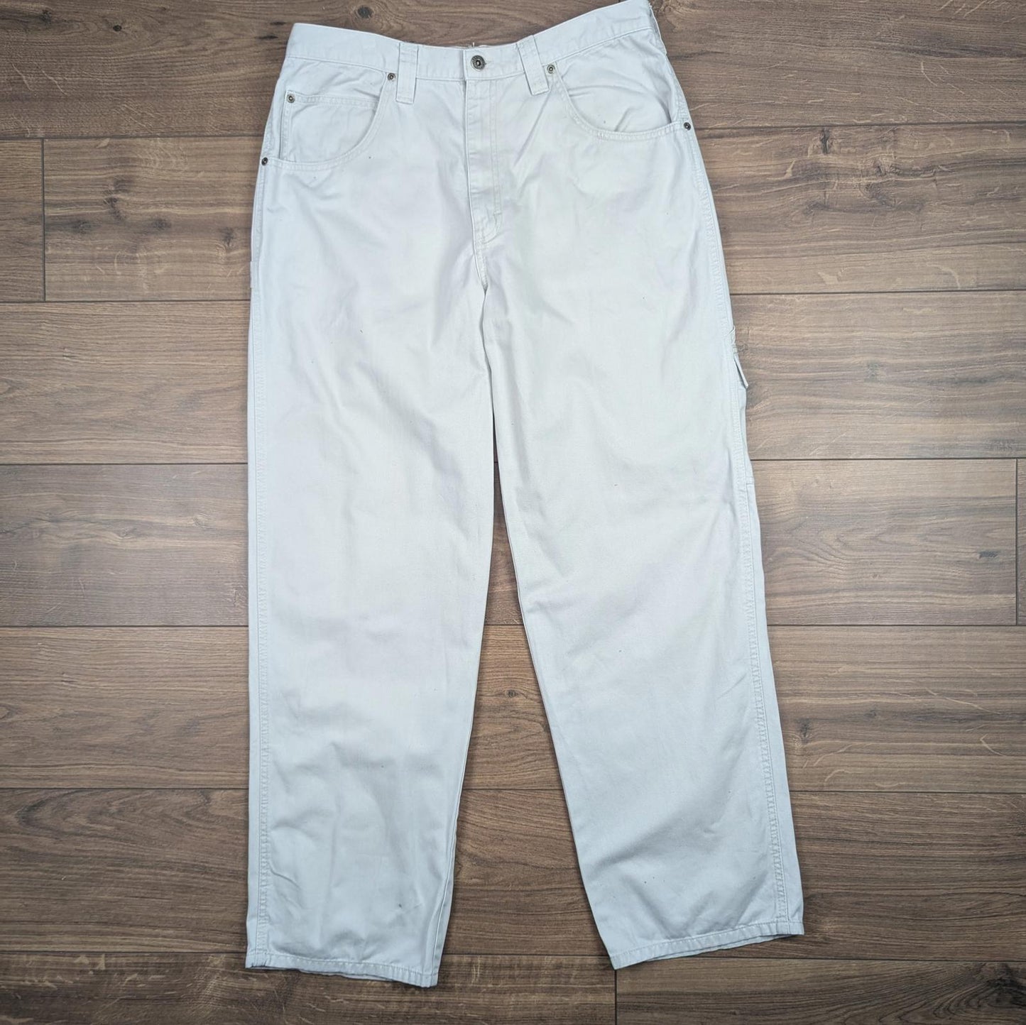 Beige Vintage Wrangler Carpenter Pants Jeans Baggy Cargo Straight Leg W34 L32