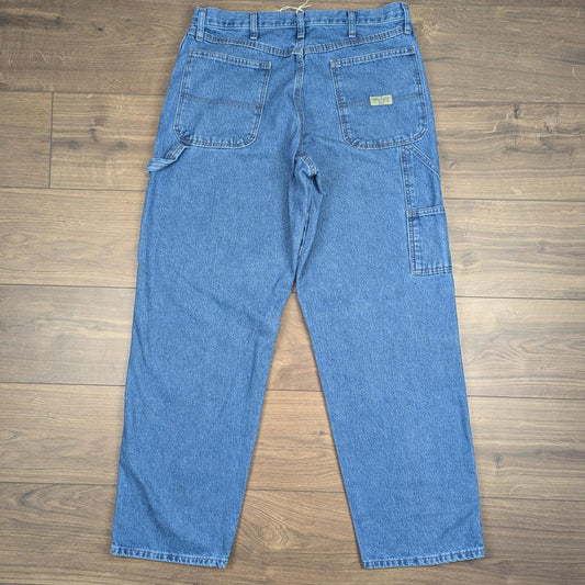 Blue Vintage Wrangler Carpenter Jeans Baggy Hip-Hop Skater Straight Leg W34 L32