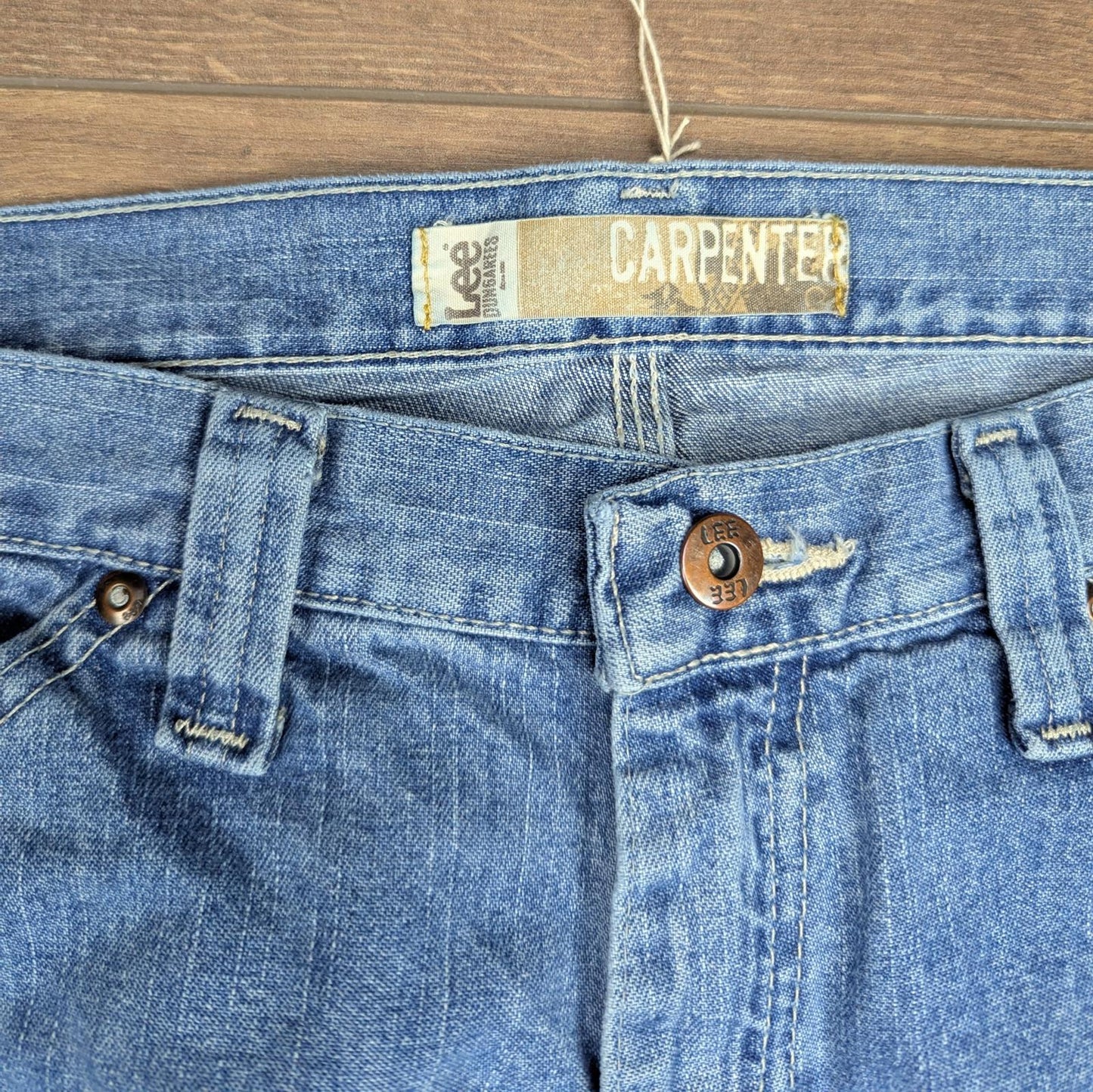 Blue Vintage Lee Dungarees Carpenter Jeans Baggy Skater Straight Leg W32 L32