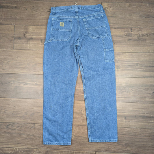 Blue Vintage Lee Dungarees Carpenter Jeans Baggy Skater Straight Leg W32 L32