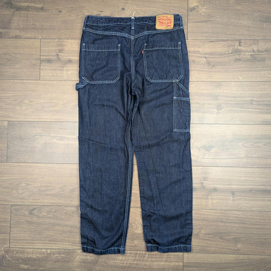 Blue Levi's Carpenter Jeans Dark Wash Baggy Loose Hip-Hop Skater Fit W34 L32