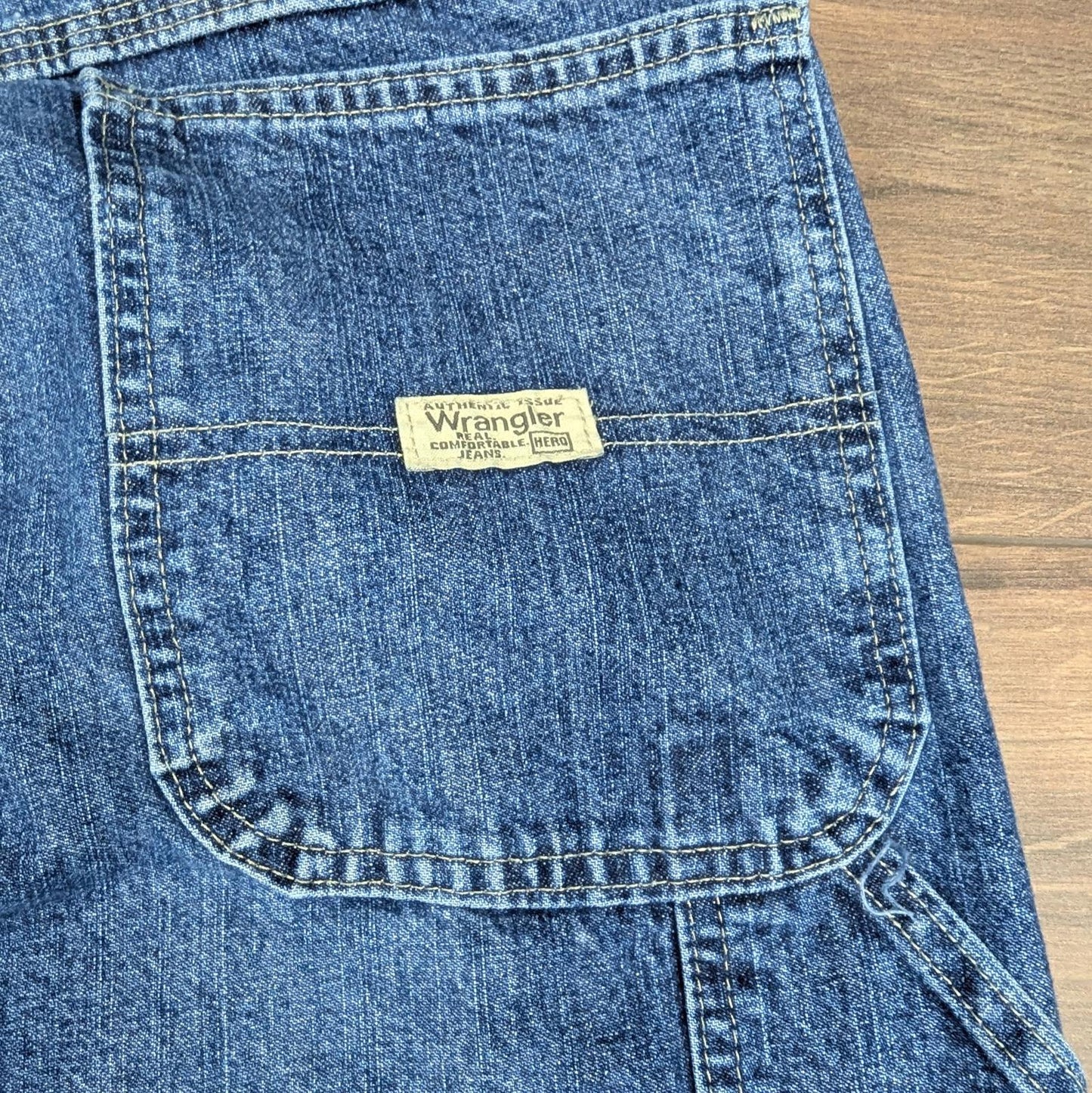 Blue Vintage Wrangler Carpenter Jeans Baggy Hip-Hop Skater Straight Leg W42 L30