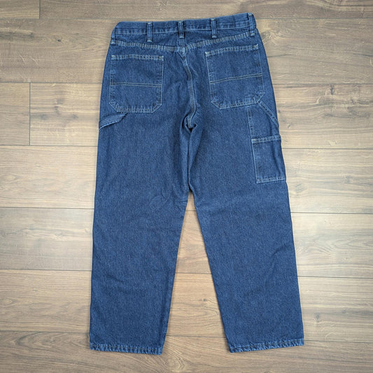 Blue Vintage Wrangler Fleece-Lined Jeans Baggy Carpenter Straight Leg W34 L30
