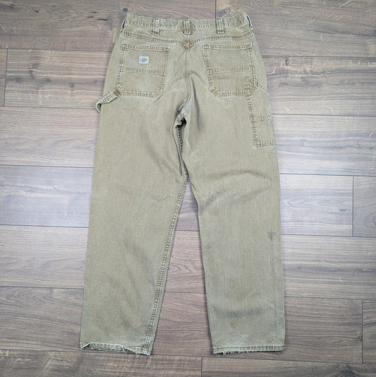 Tan 90's Vintage Lee Dungarees Carpenter Jeans Cargo Straight Leg W34 L31