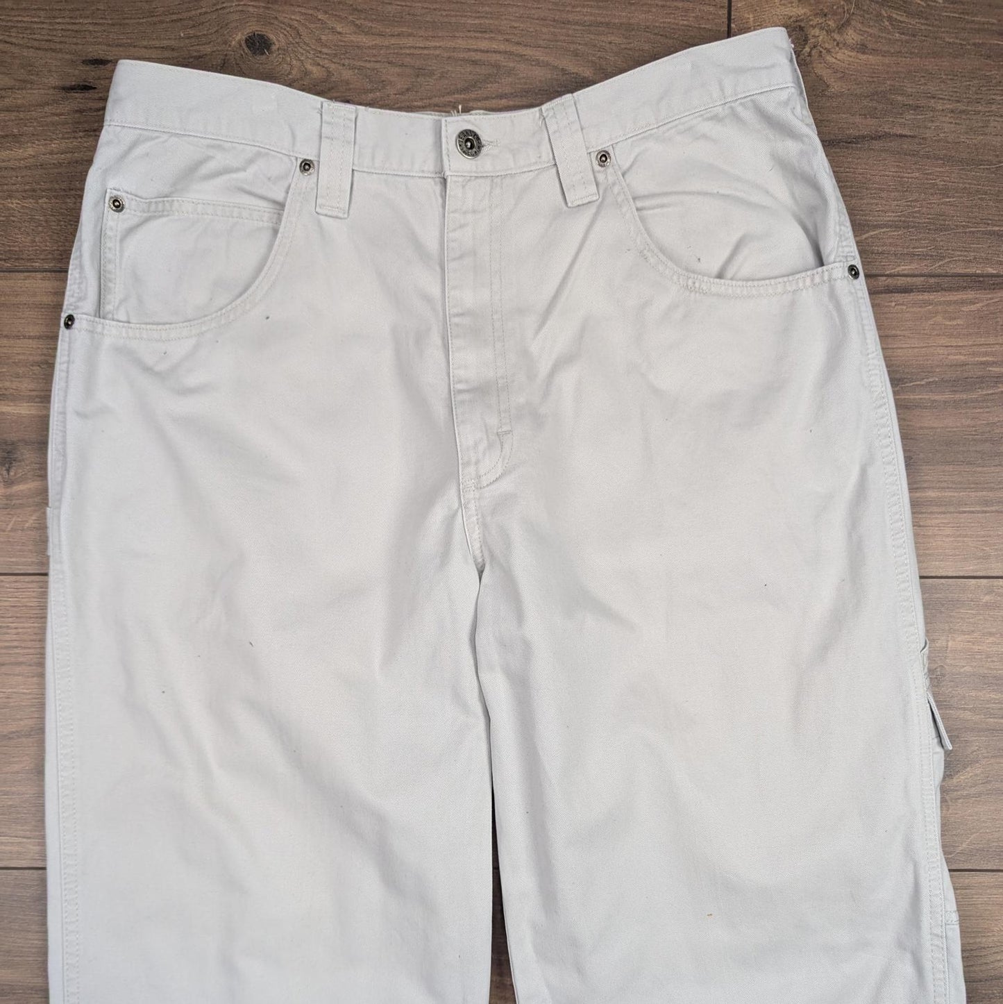 Beige Vintage Wrangler Carpenter Pants Jeans Baggy Cargo Straight Leg W34 L32