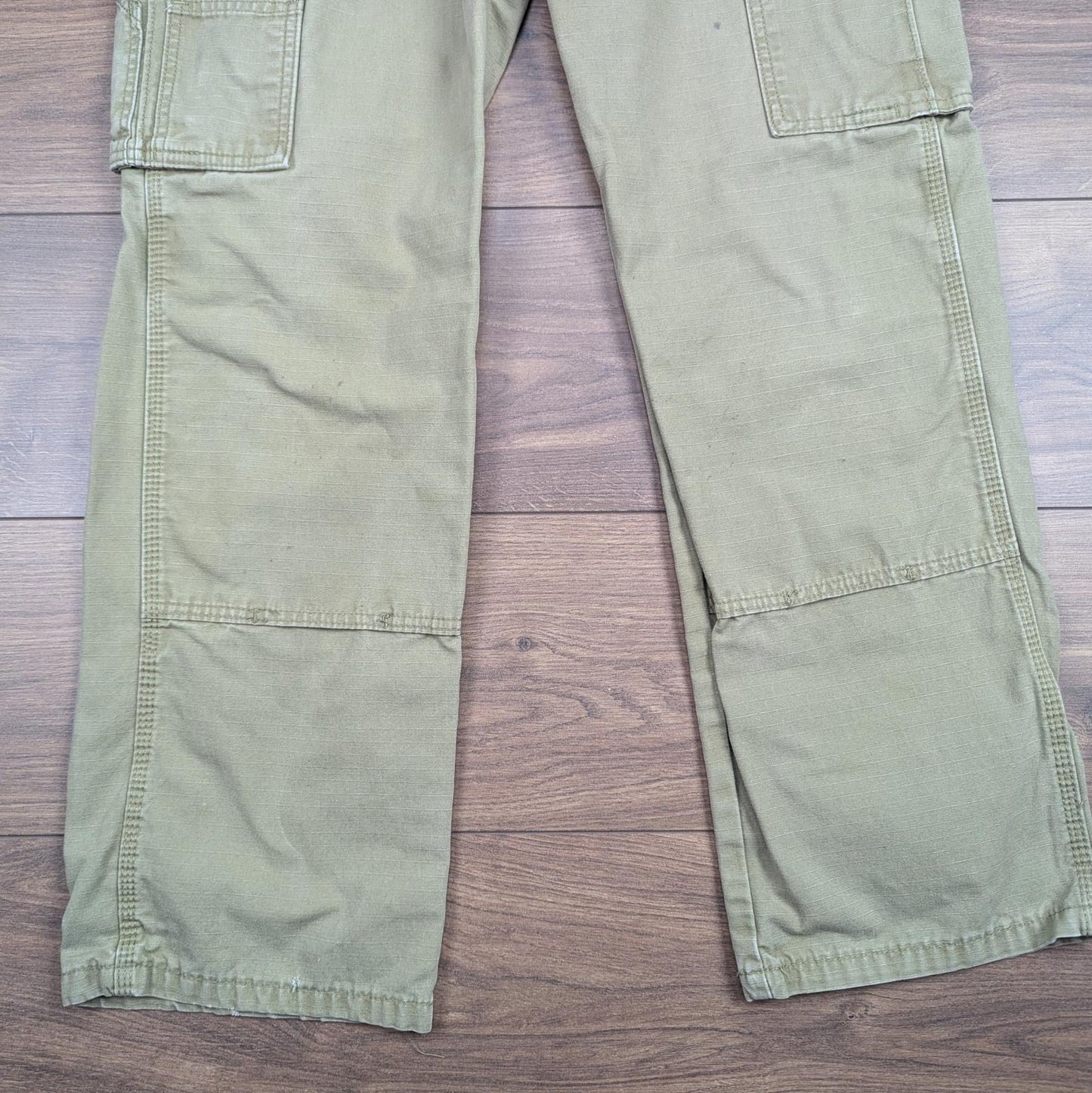 Khaki Vintage Wrangler Workwear Carpenter Cargo Pants Baggy Straight Leg W34 L30