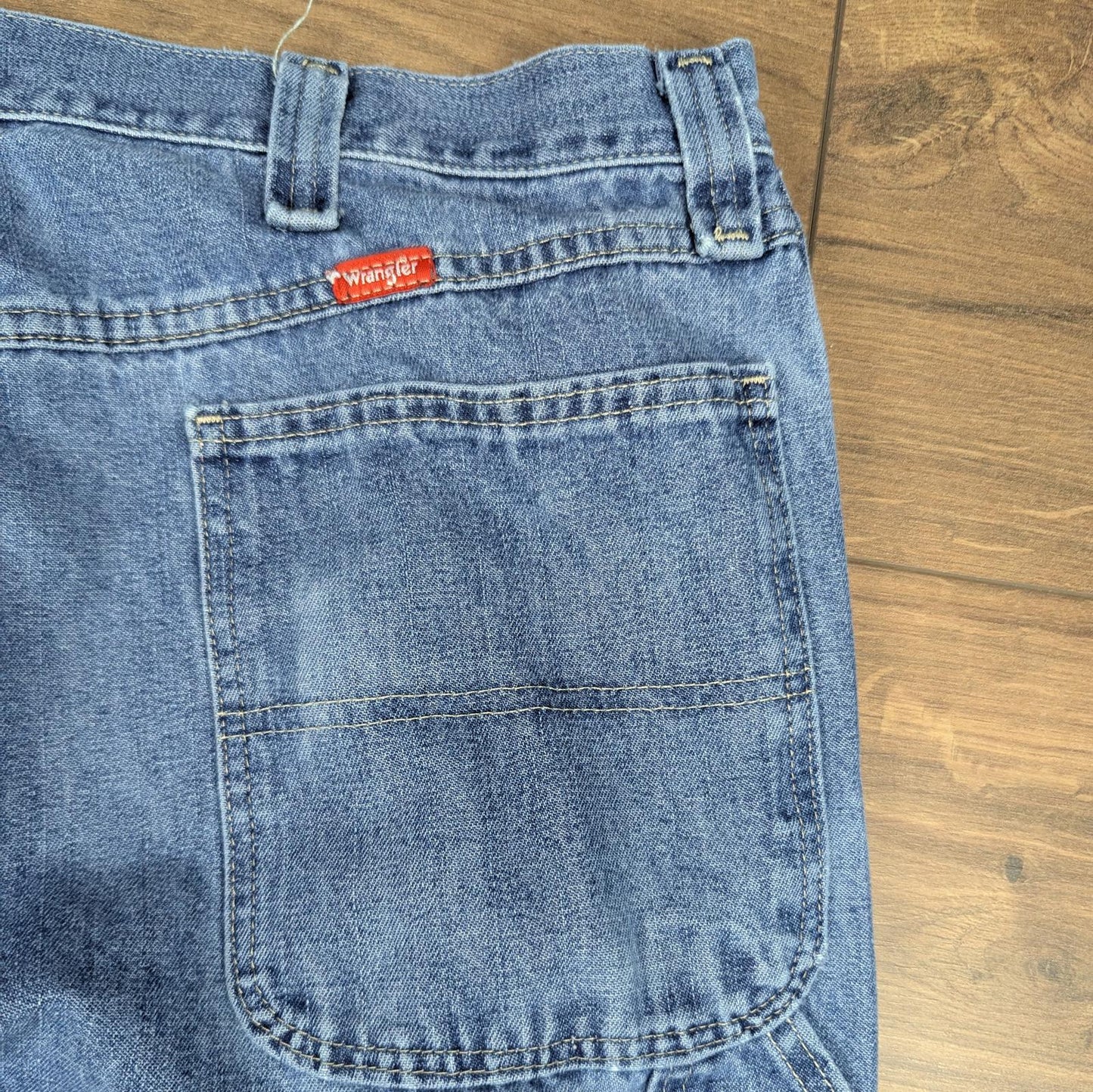 Blue Vintage Wrangler Jeans Baggy Carpenter Hip-Hop Skater Straight Leg W36 L32