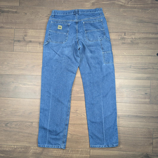Blue Vintage Lee Loose Fit Jeans Carpenter Hip-Hop Skater Straight Leg W33 L34