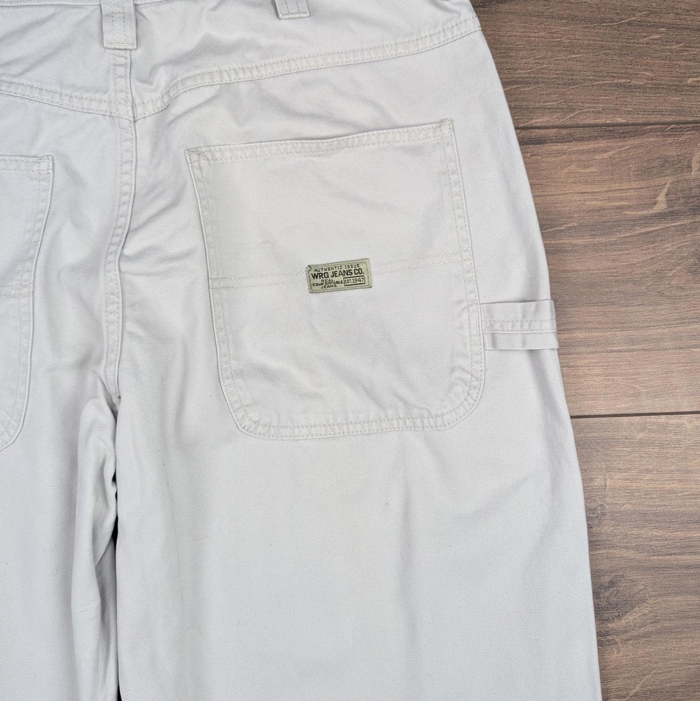 Beige Vintage Wrangler Carpenter Pants Jeans Baggy Cargo Straight Leg W34 L32