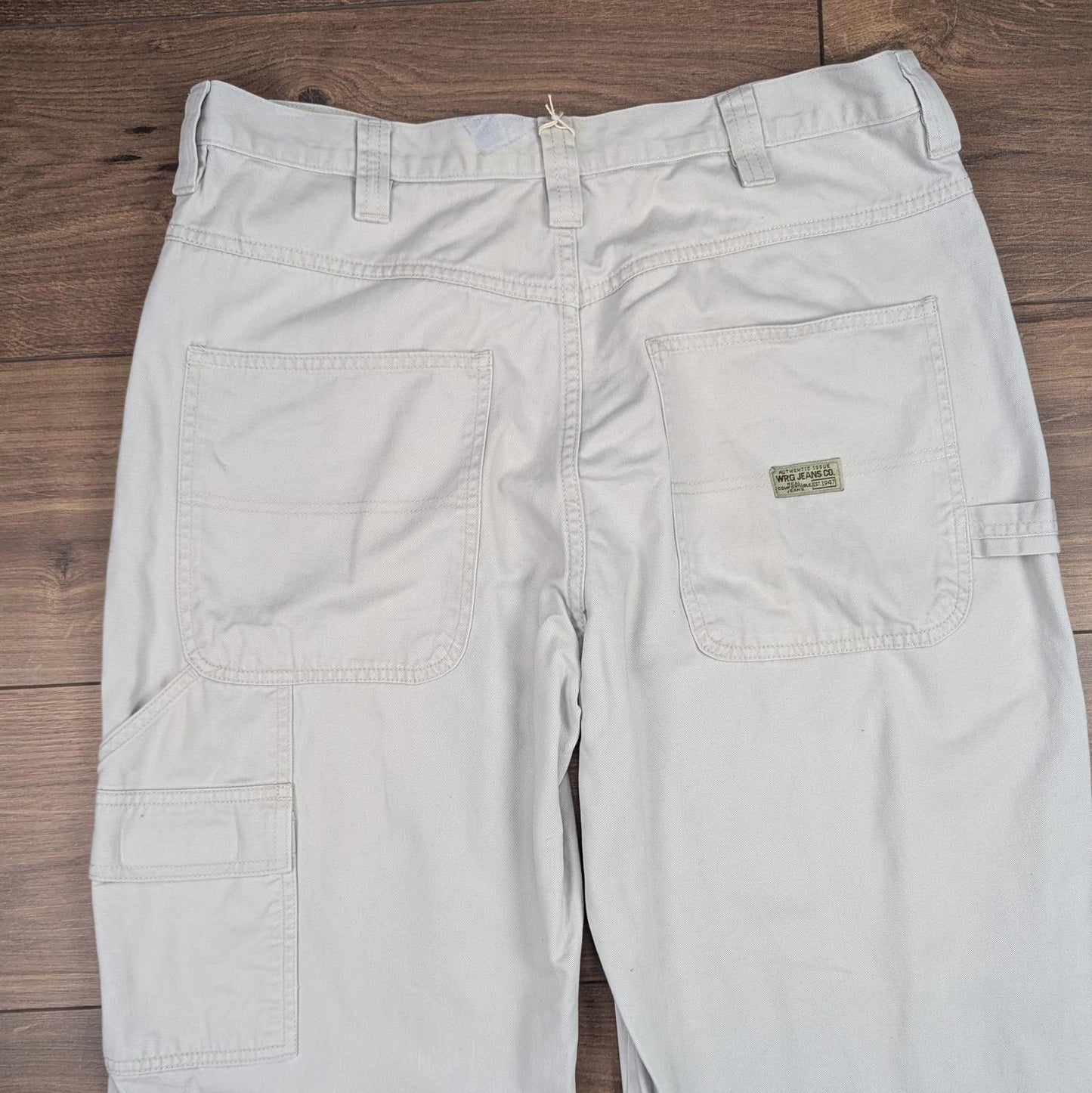 Beige Vintage Wrangler Carpenter Pants Jeans Baggy Cargo Straight Leg W34 L32