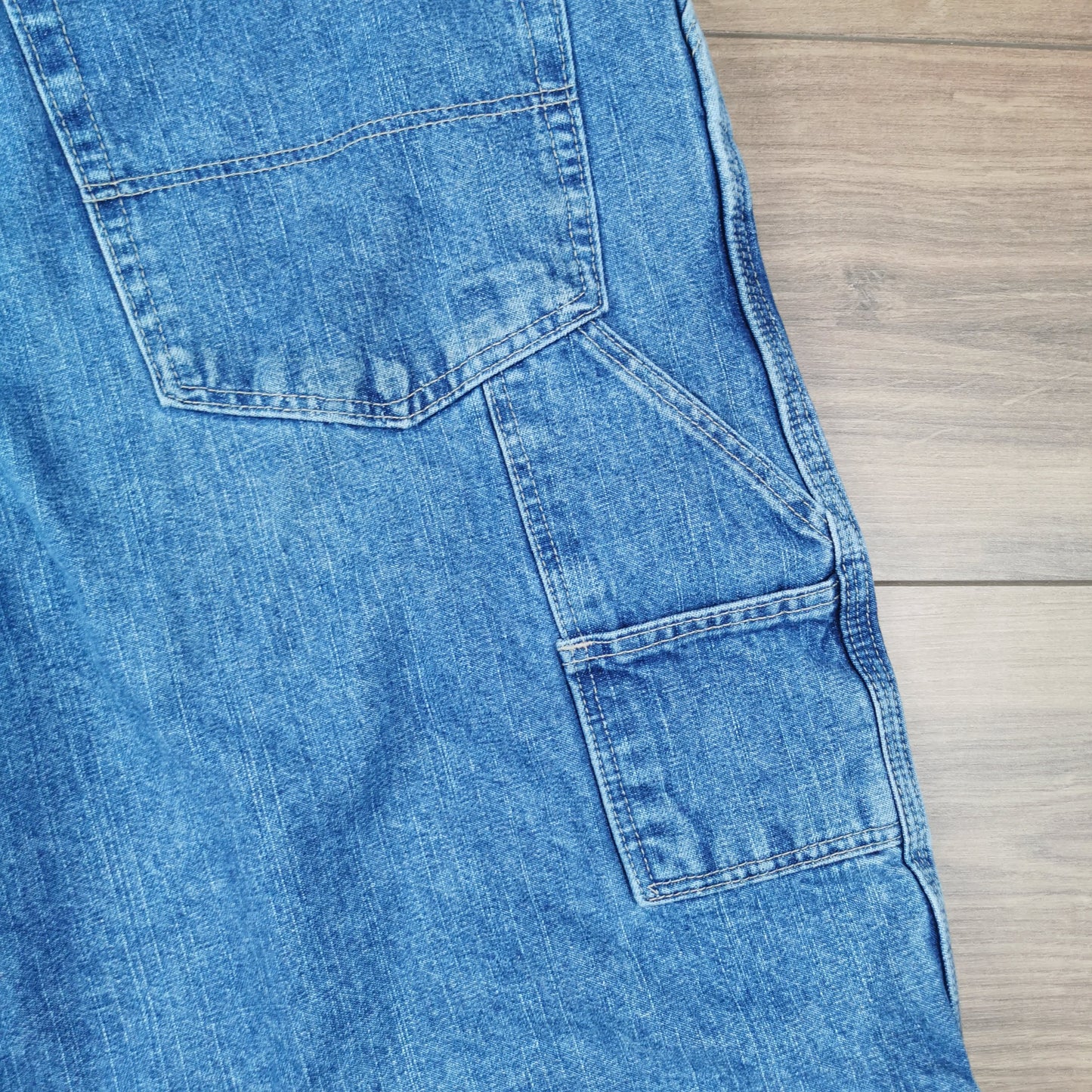 Vintage Wrangler Blue Denim Jean Shorts Jorts Carpenter Cargo Utility W36