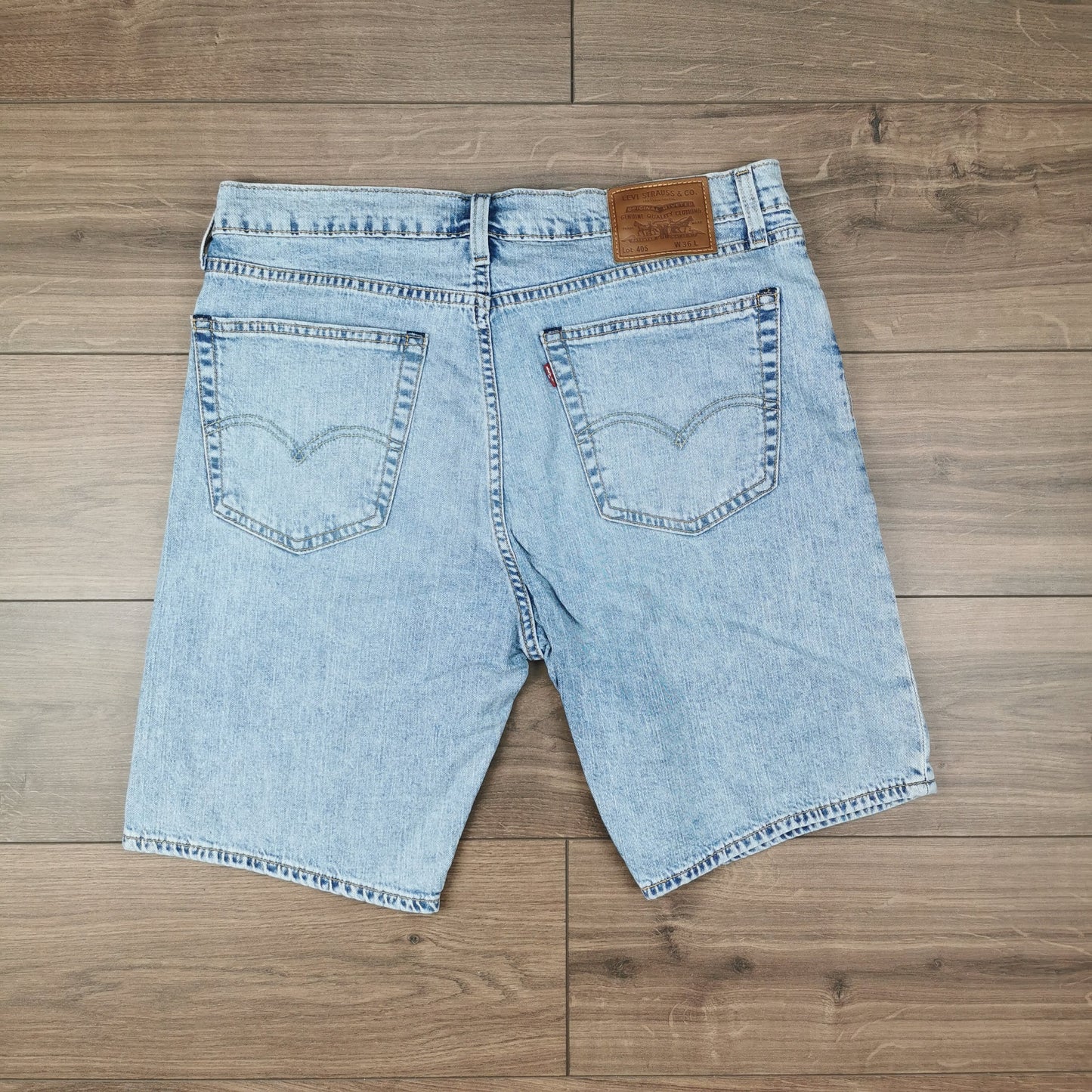 Levi's Premium 405 Standard Light Blue Denim Jean Shorts Jorts W36