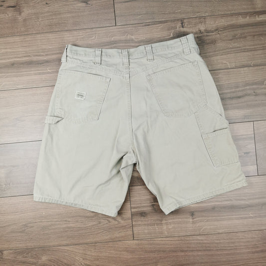 Vintage Wrangler Beige Denim Baggy Relaxed Jean Shorts Jorts Carpenter Cargo W38