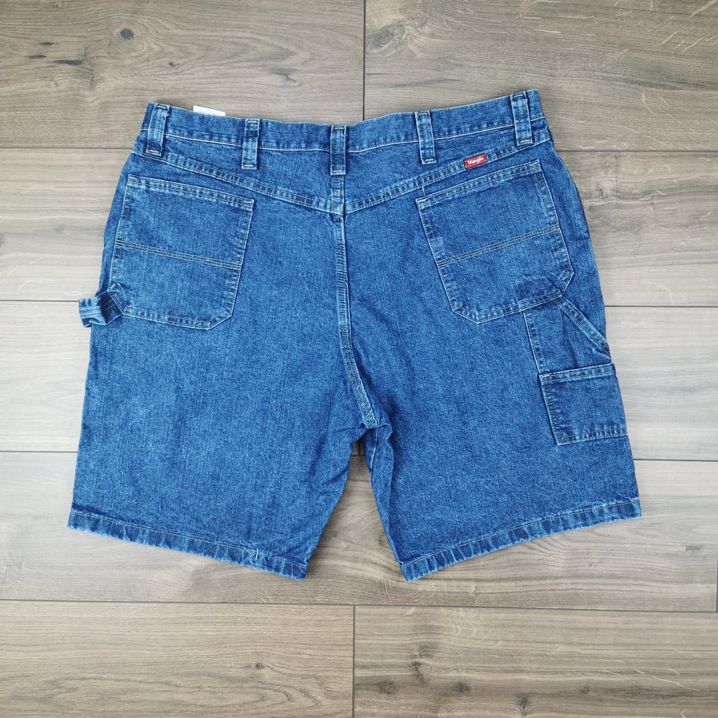 Vintage Wrangler Blue Carpenter Denim Shorts Jorts Utility Baggy Relaxed Fit W40