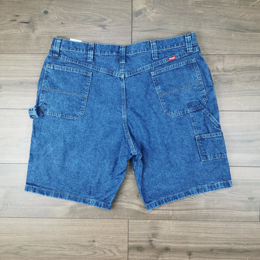 Vintage Wrangler Blue Carpenter Denim Shorts Jorts Utility Baggy Relaxed Fit W40