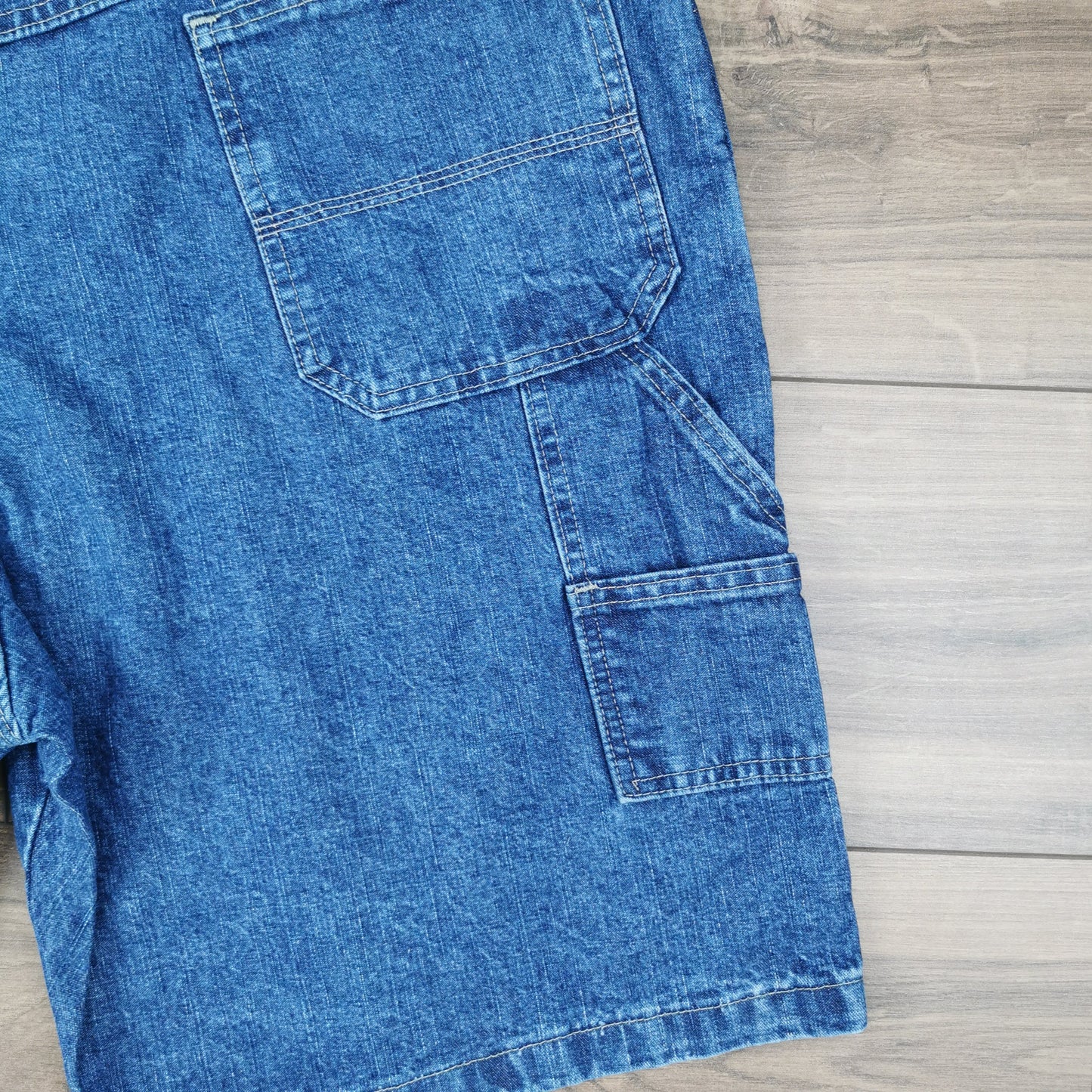 Vintage Wrangler Blue Carpenter Denim Shorts Jorts Utility Baggy Relaxed Fit W40
