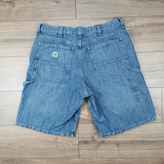 Vintage Lee Dungarees Blue Denim Shorts Jorts Carpenter Baggy Relaxed Fit W38