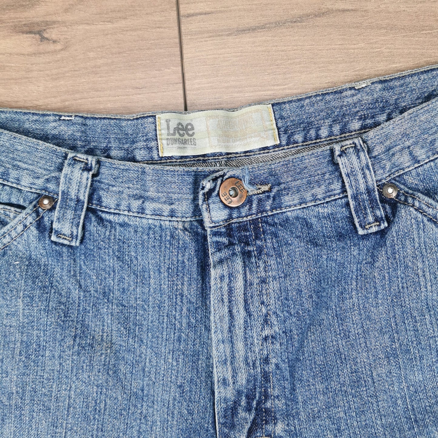Vintage Lee Dungarees Blue Denim Shorts Jorts Carpenter Baggy Relaxed Fit W38