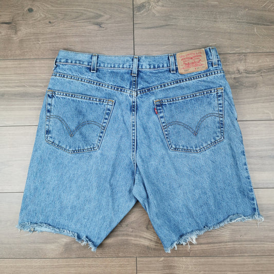 Vintage Levi's 550 Blue Denim Cut-off Shorts Jorts Baggy Relaxed Fit W38