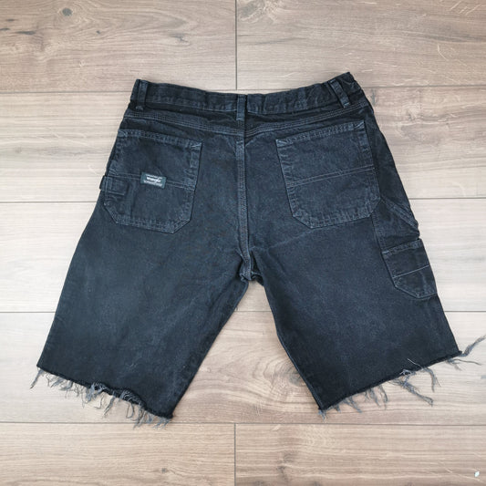 Vintage Wrangler Black Denim Cut-off Shorts Jorts Carpenter Relaxed Fit W32
