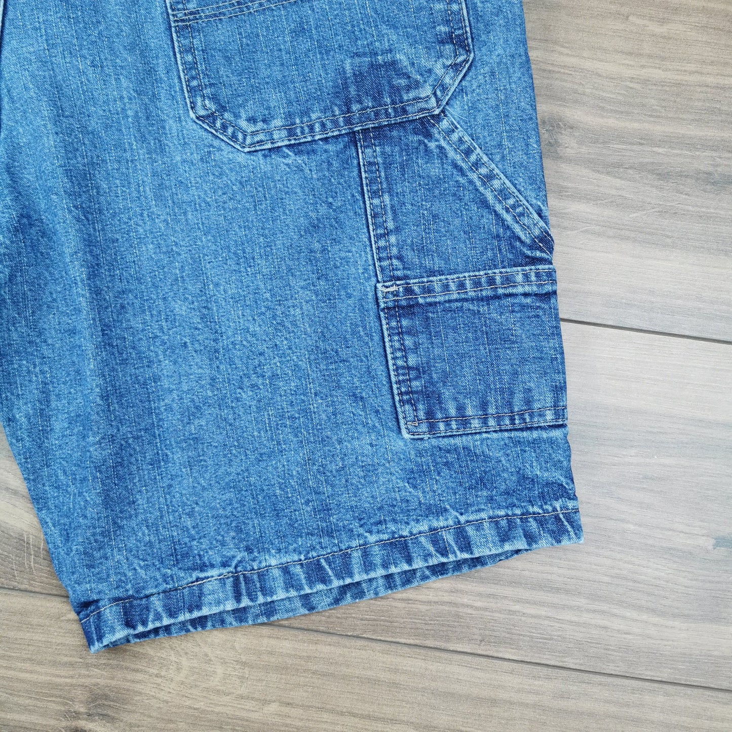 Vintage Wrangler Blue Denim Shorts Jorts Carpenter Utility Baggy Relaxed Fit W34