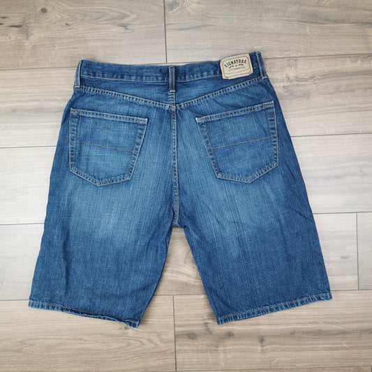 Vintage Levi's Signature Loose Blue Denim Shorts Jorts Medium Dark Wash W36
