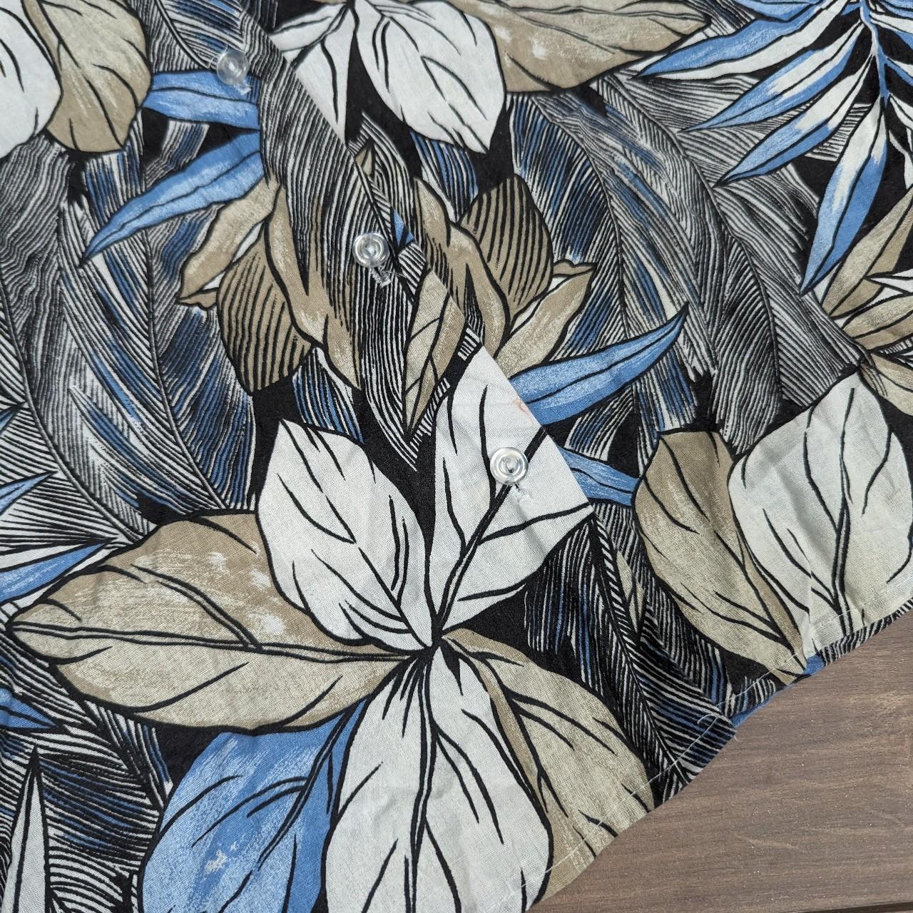 Vintage 90s blue flower blouse/Hawaiian shirt women's L