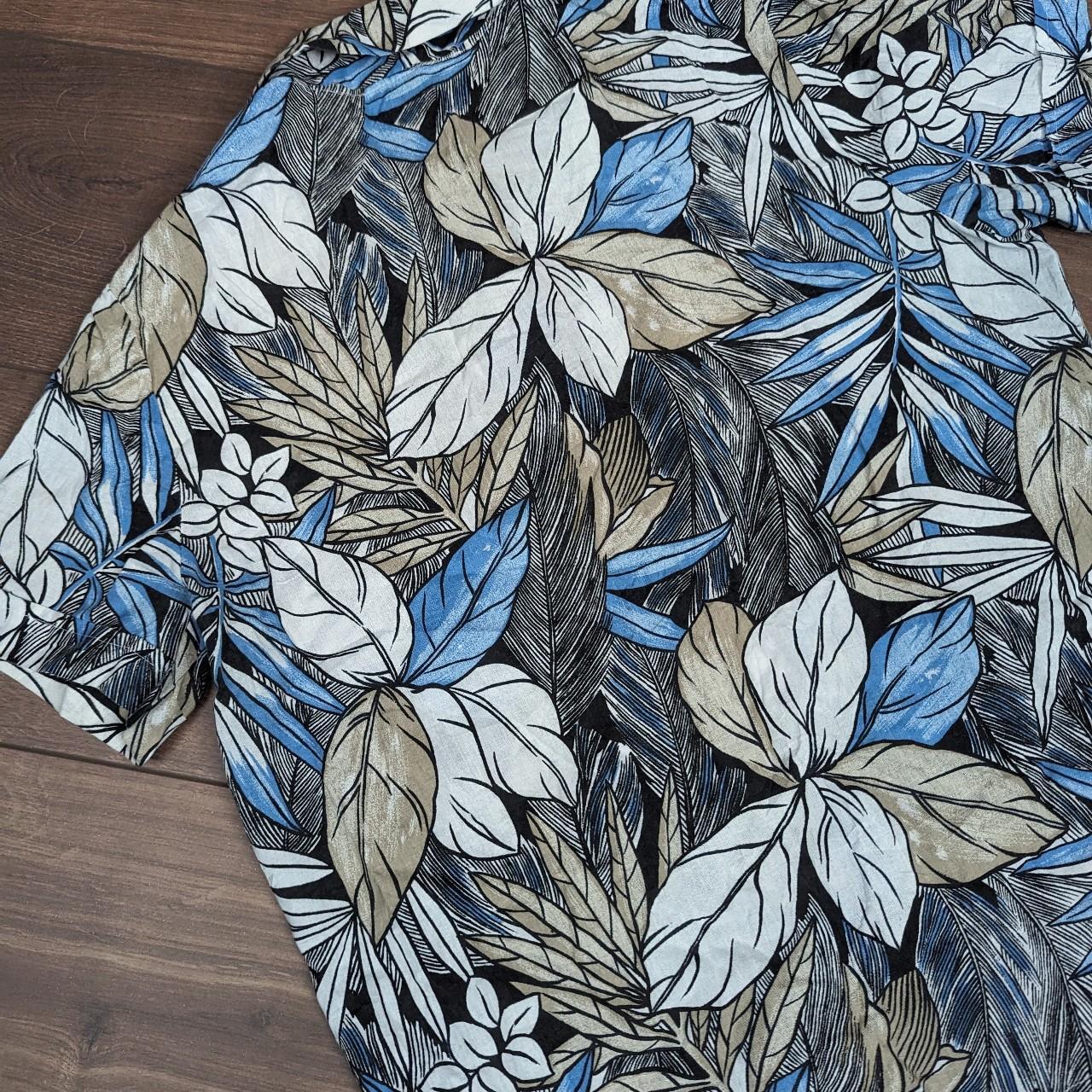 Vintage 90s blue flower blouse/Hawaiian shirt women's L