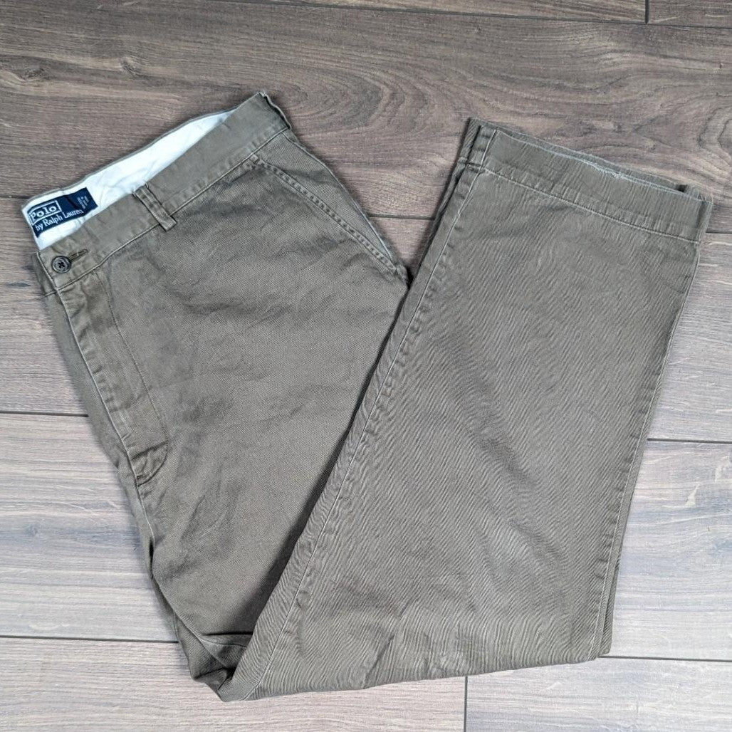 Brown Vintage 80's Ralph Lauren Classic Straight Leg Chino Trousers W38 L30
