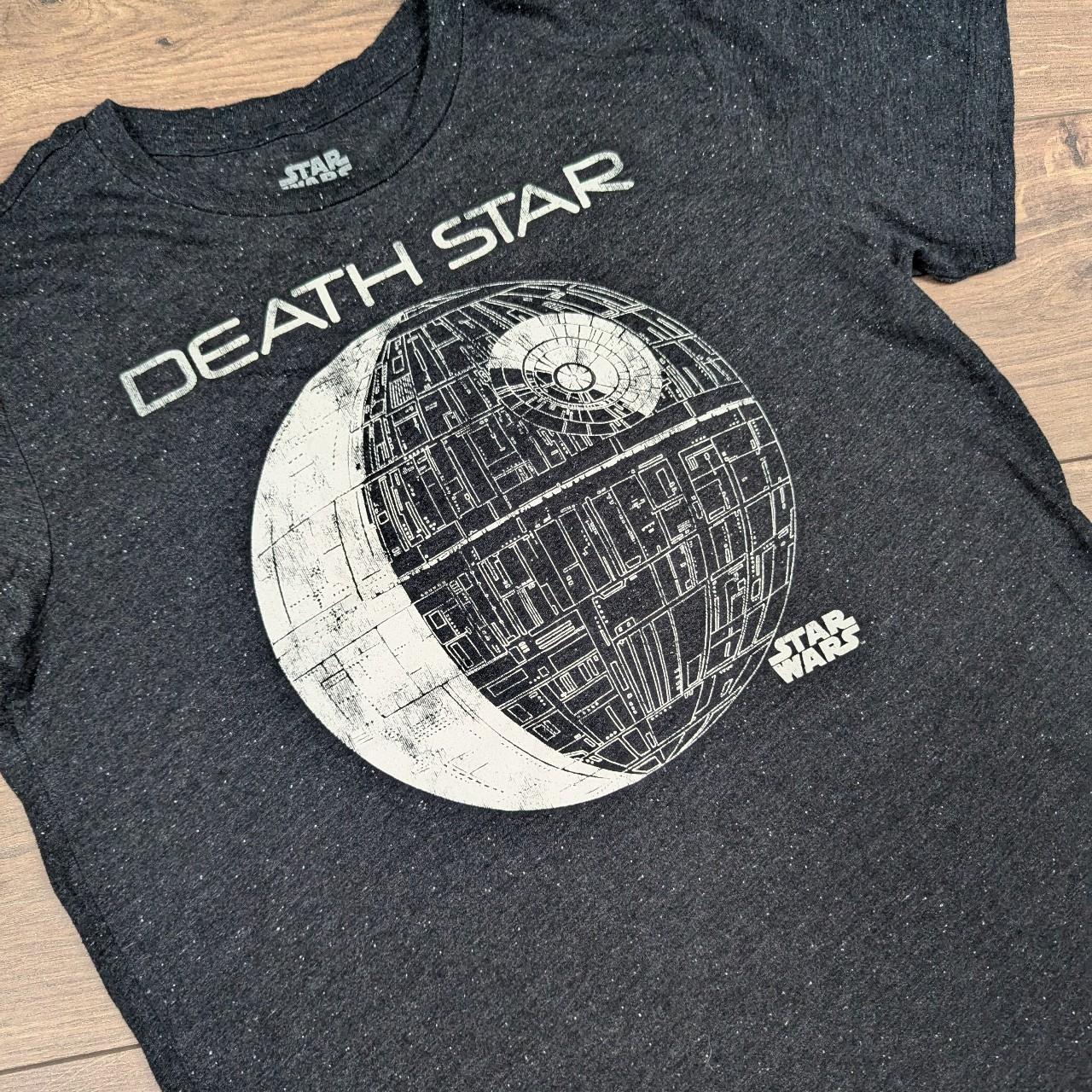 Black Grey Star Wars Death Star Graphic T-Shirt Size L