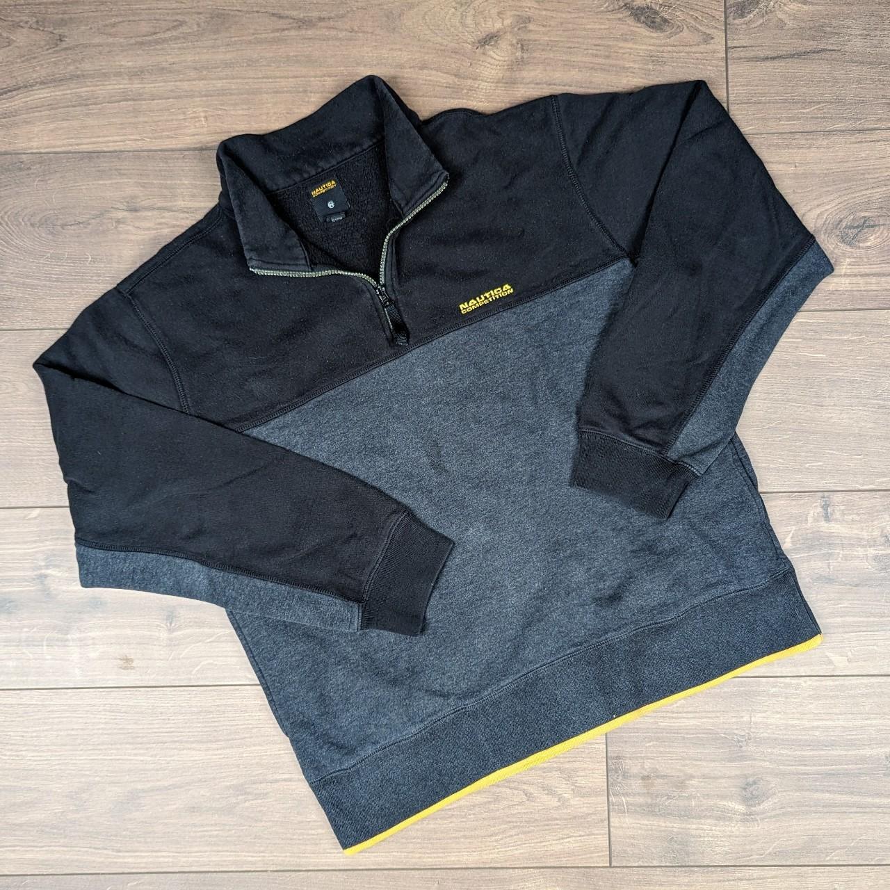 Nautica Sailing Black/Yellow Half Zip Sweatshirt Men's L