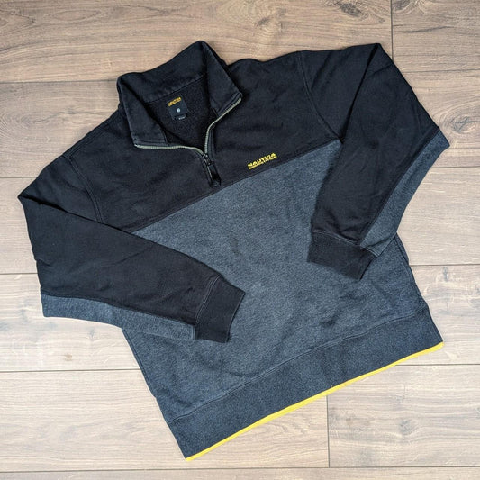 Nautica Sailing Black/Yellow Half Zip Sweatshirt Men's L