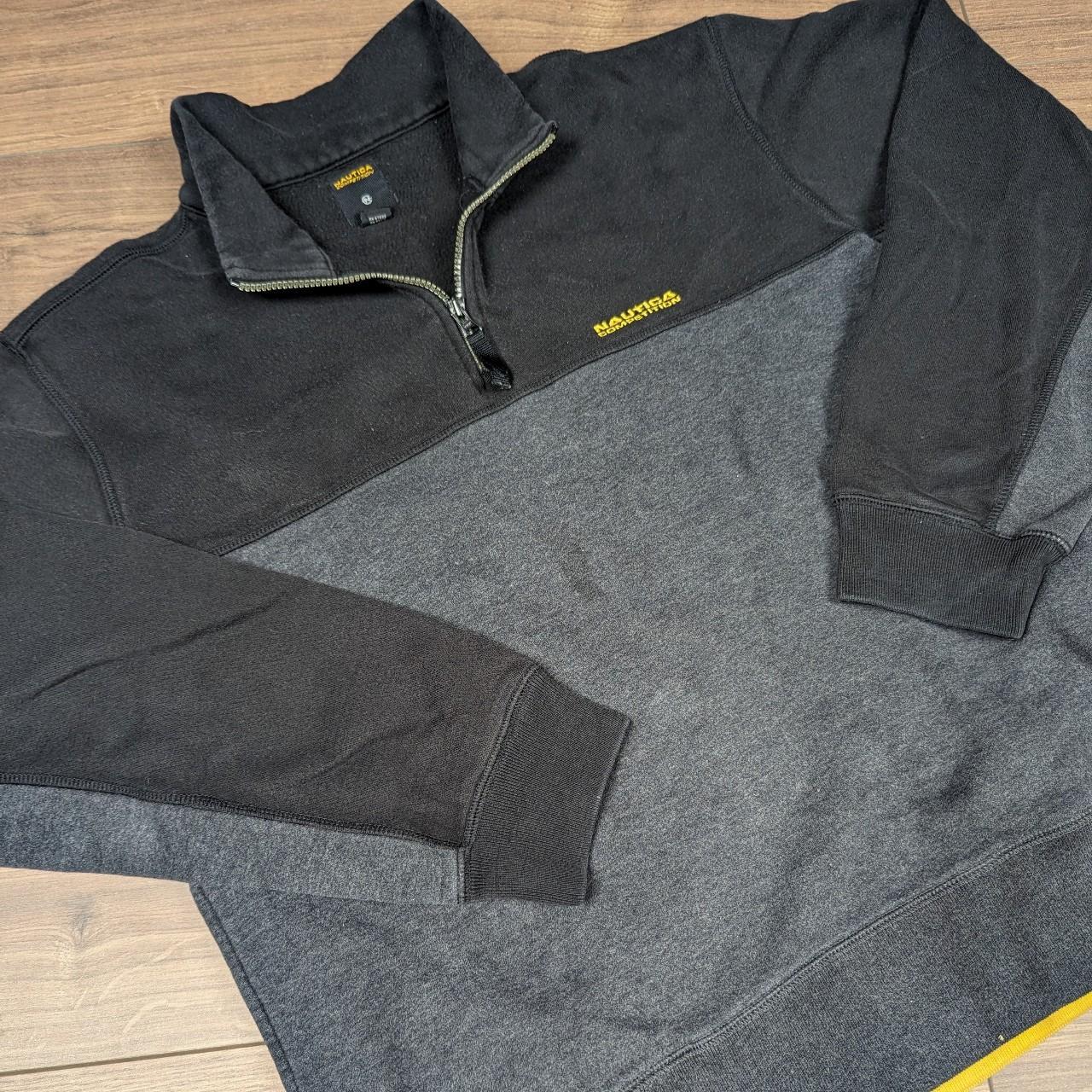 Nautica Sailing Black/Yellow Half Zip Sweatshirt Men's L