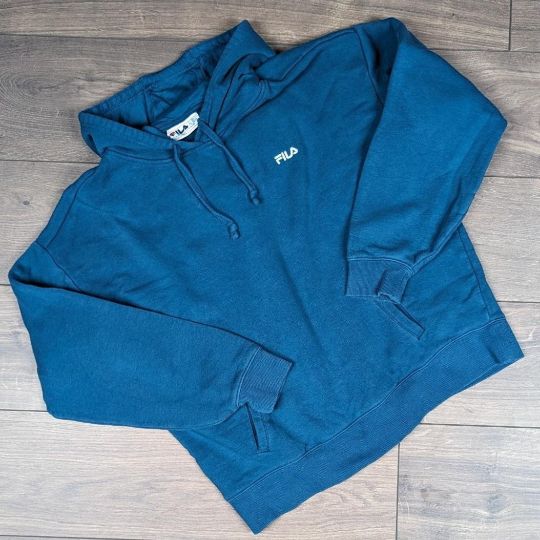 Vintage Fila Teal Blue Hoodie Women's XXL