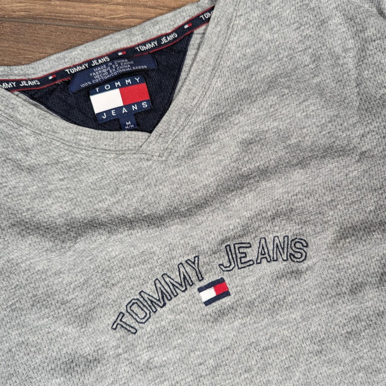 Tommy Hilfiger Jeans Grey V-Neck Breathable Football Jersey Sweatshirt Men's M