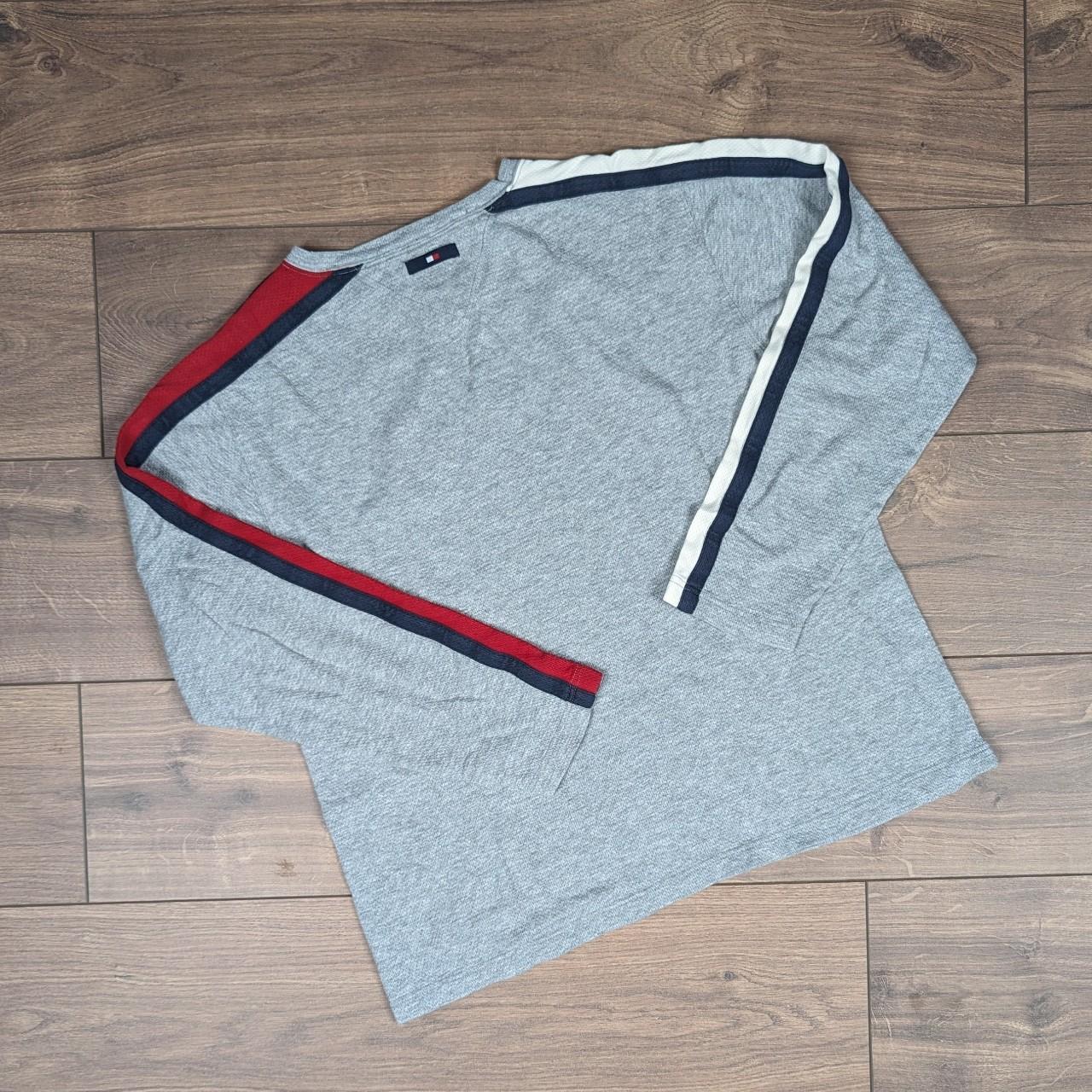 Tommy Hilfiger Jeans Grey V-Neck Breathable Football Jersey Sweatshirt Men's M