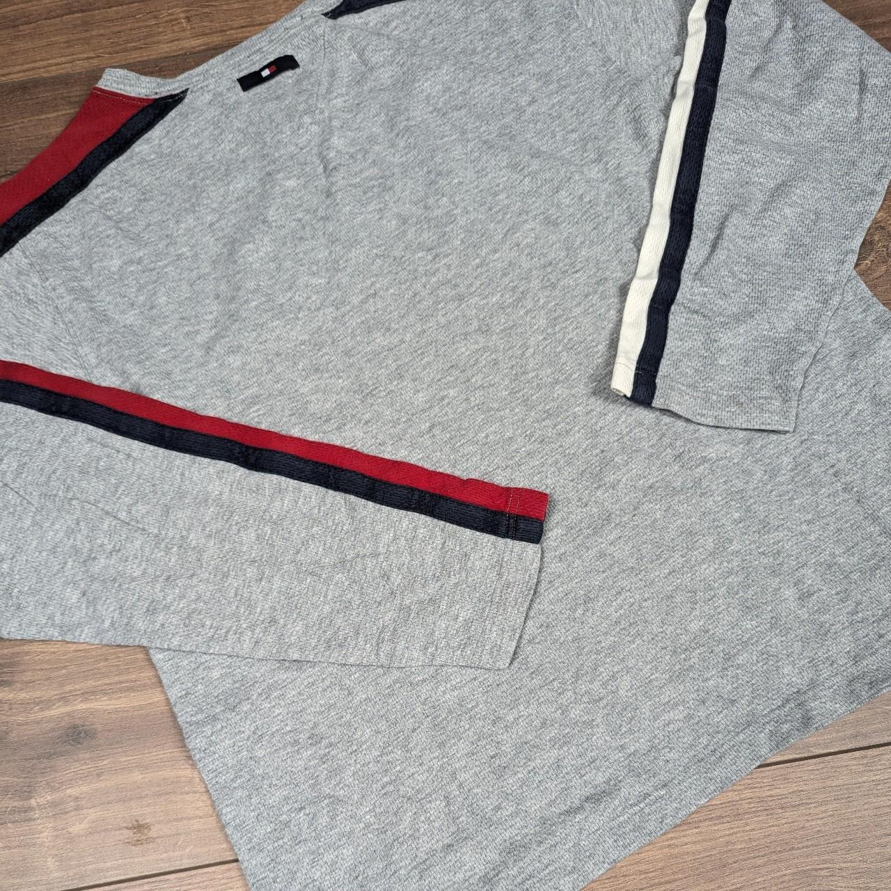 Tommy Hilfiger Jeans Grey V-Neck Breathable Football Jersey Sweatshirt Men's M