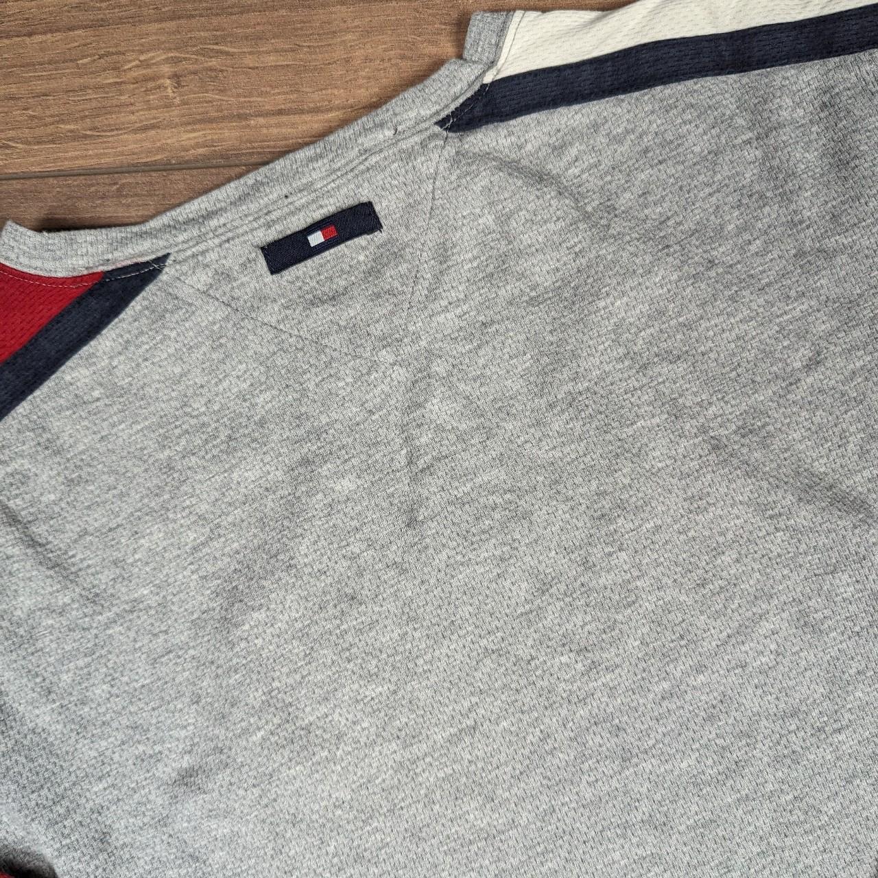 Tommy Hilfiger Jeans Grey V-Neck Breathable Football Jersey Sweatshirt Men's M